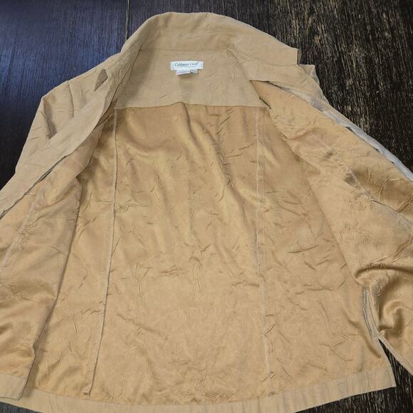 Coldwater Creek PXL Women's Tan Textured Full Zip Roll Tab Sleeves Jacket - Picture 4 of 10